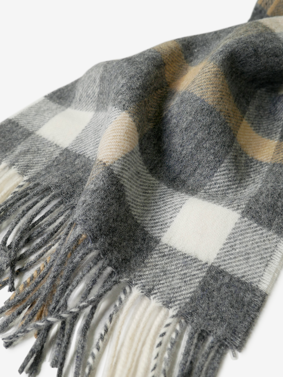 MOON|Cheked Wool Scarf|グレー