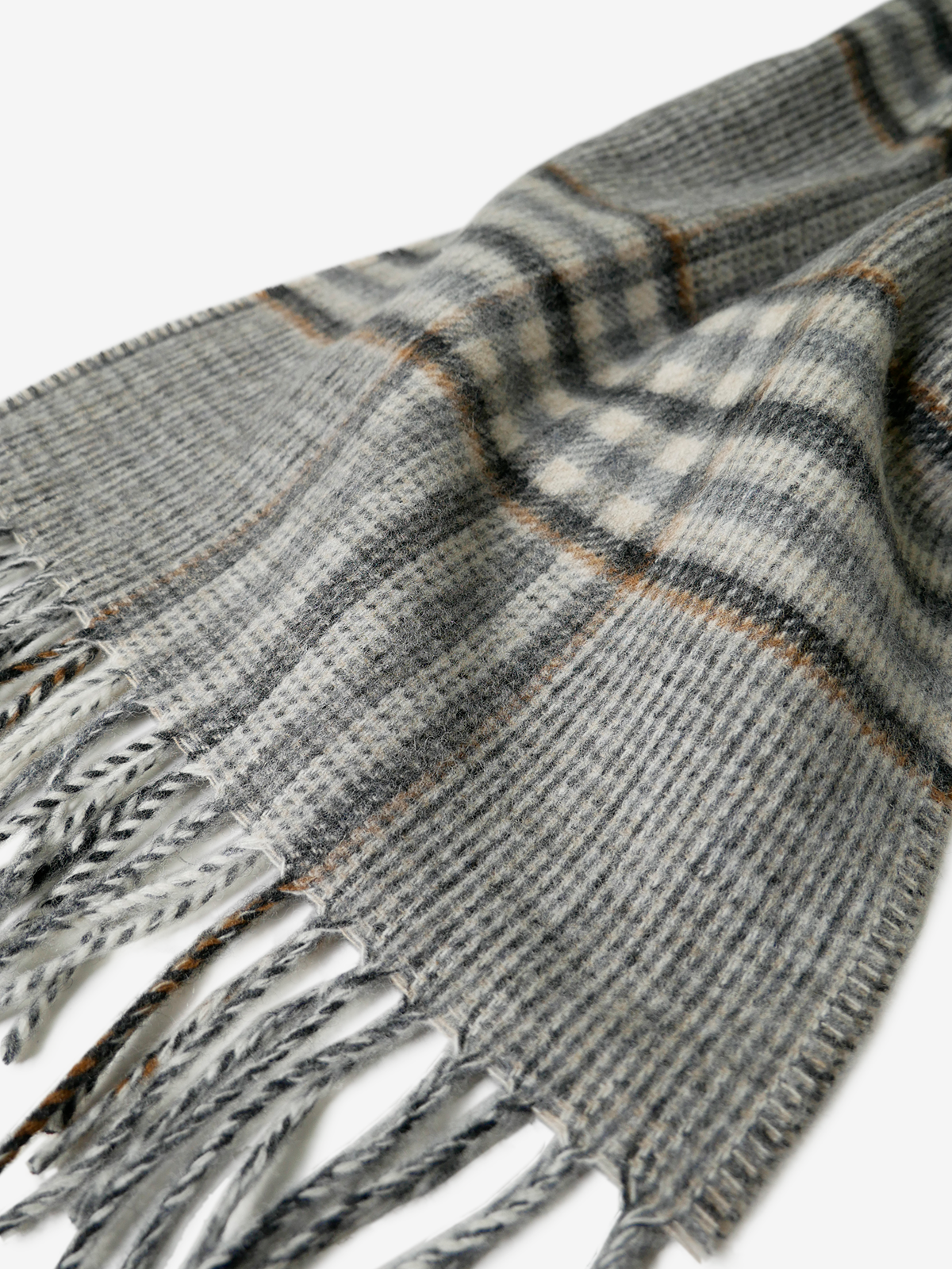 MOON|Cheked Wool Scarf|グレー