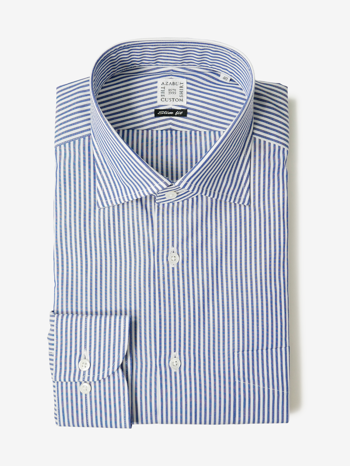 Striped Slim Fit Shirt|ネイビー