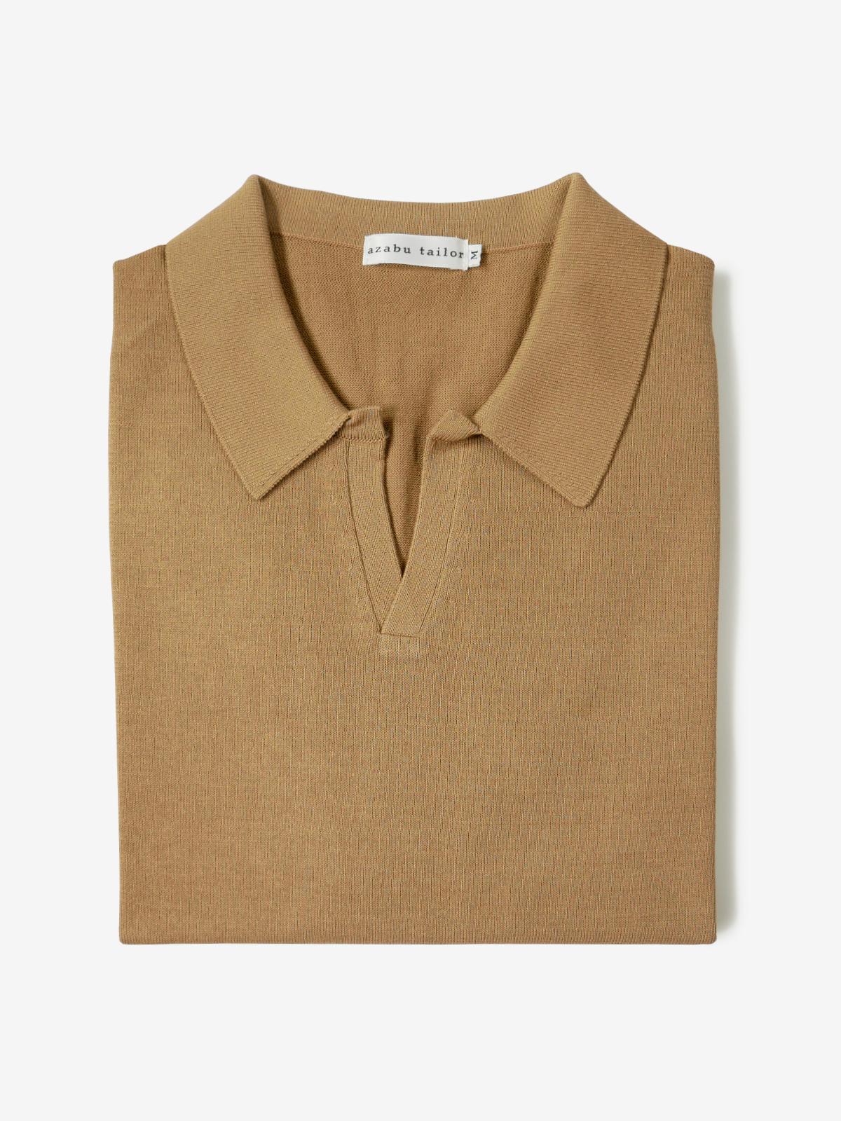 Cotton Skipper Collar Polo Shirt|ブラウン