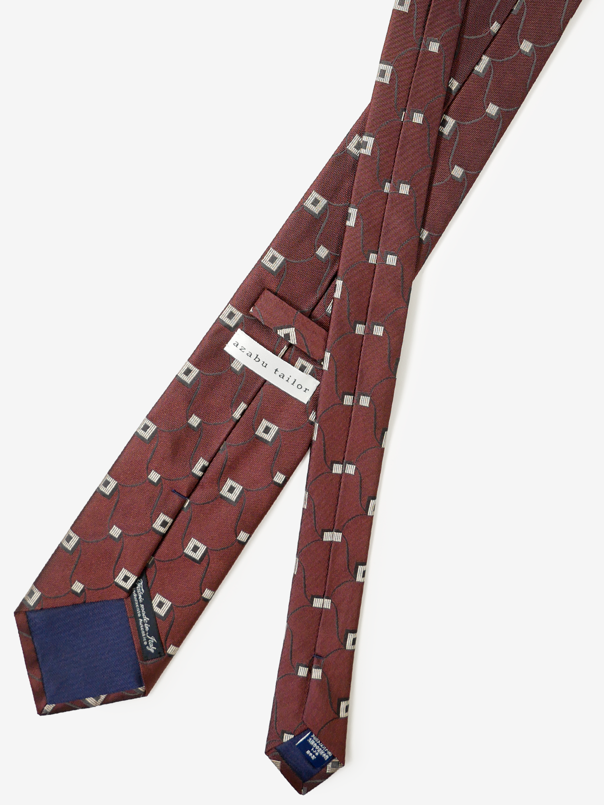 Classico Seta|Geo Pattern Neat Tie|ボルドー
