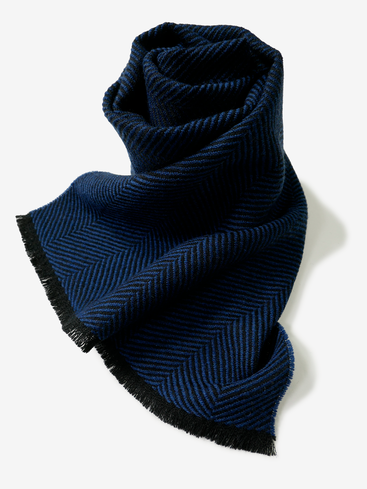 Pinto|Herringbone Wool Scarf|ブルー