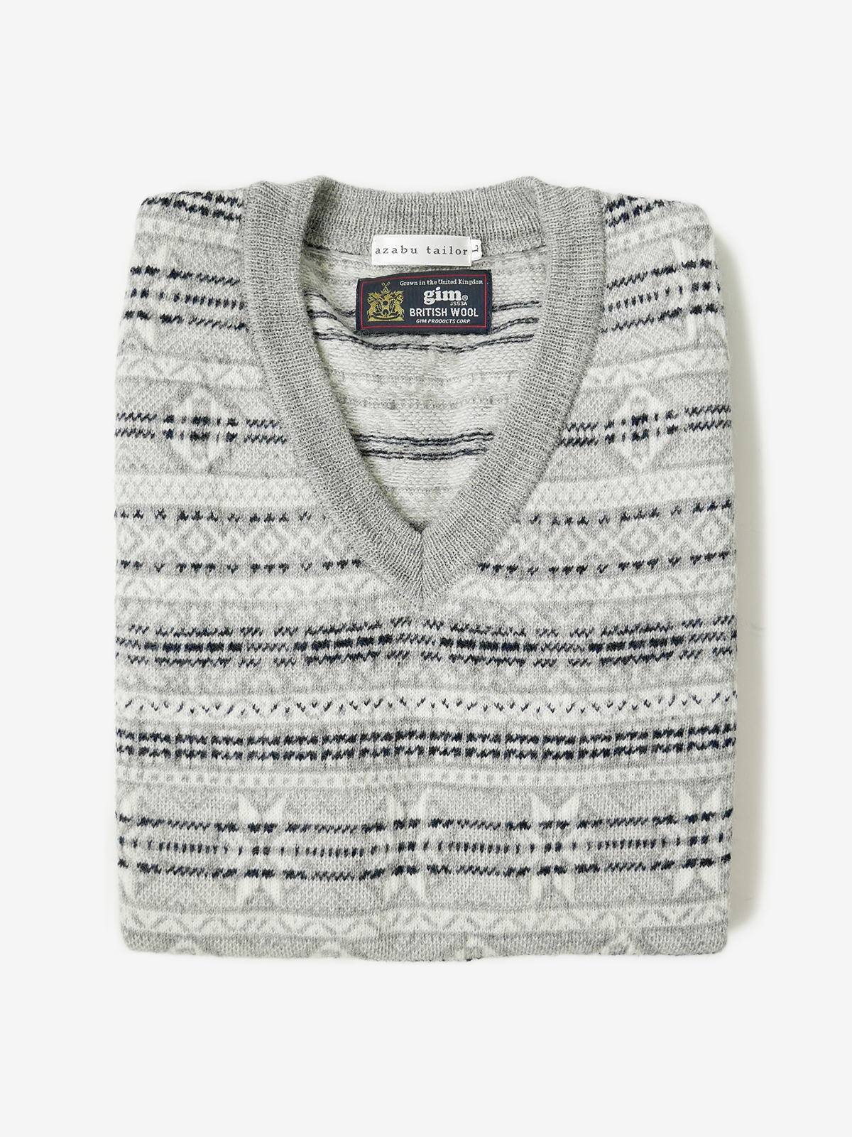 Fair Isle Wool Sweater Vest|グレー