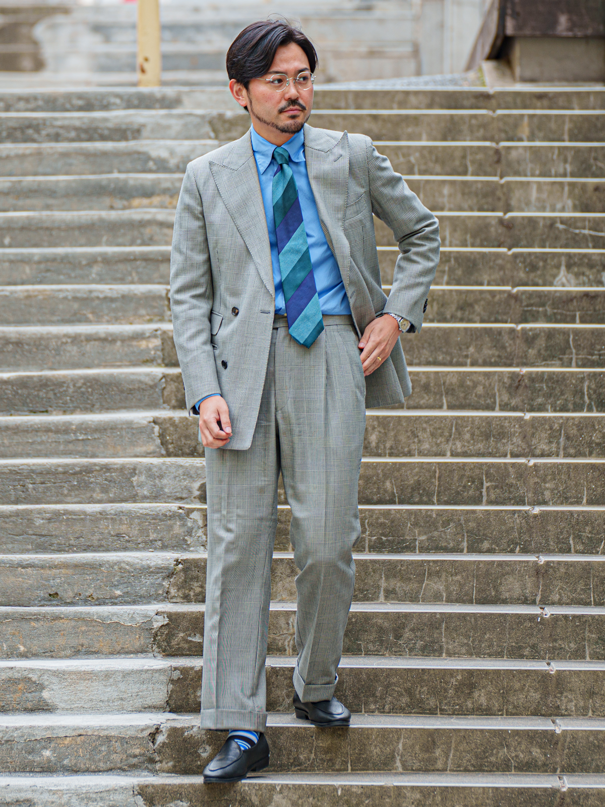 Classico Seta|Stripe Tie|グリーン
