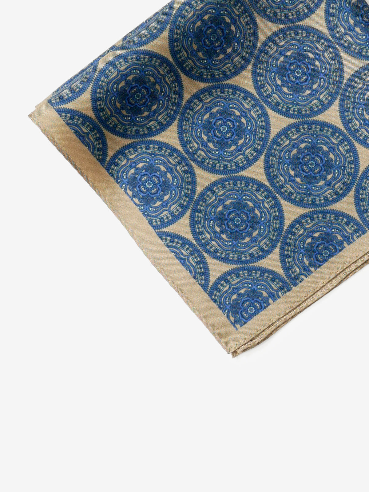 Classico Seta|Medallion Print Silk Pocket Square|ベージュ