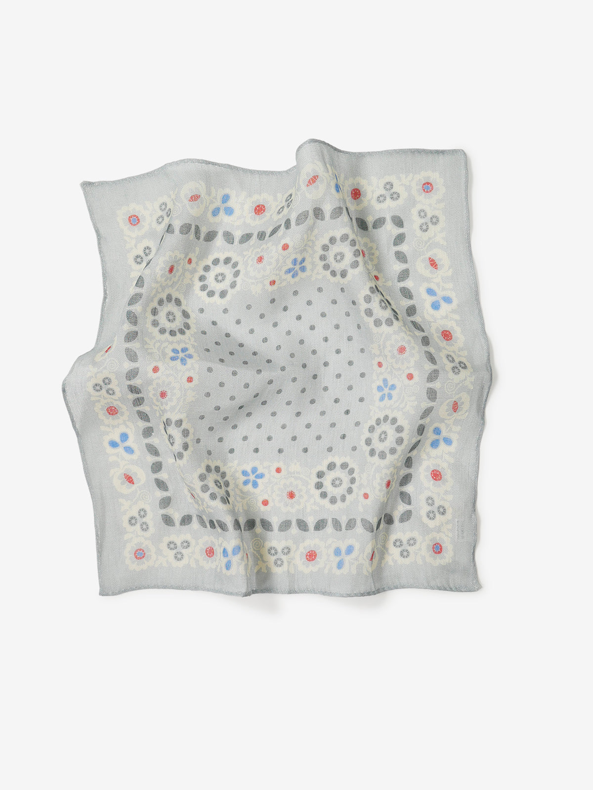 Floral Print Pocket Square|グレー