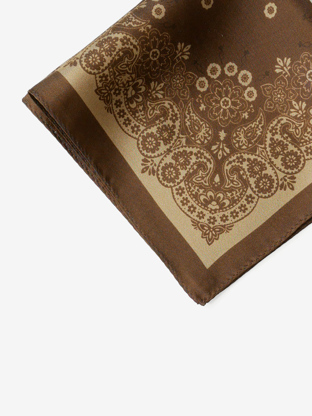 Classico Seta|Paisley Print Silk Pocket Square|ブラウン