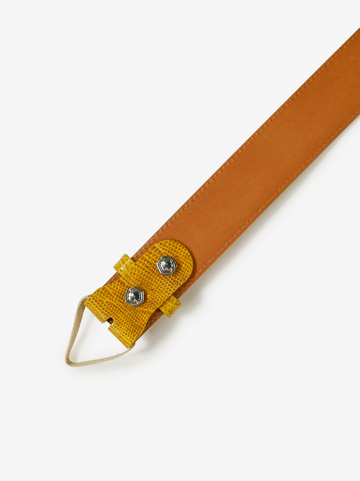 Crocodile Embossed Leather Belt|イエロー