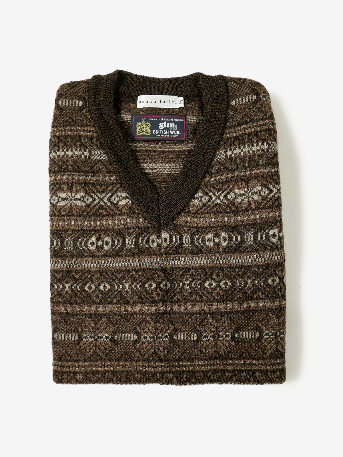Fair Isle Wool Sweater Vest|ブラウン