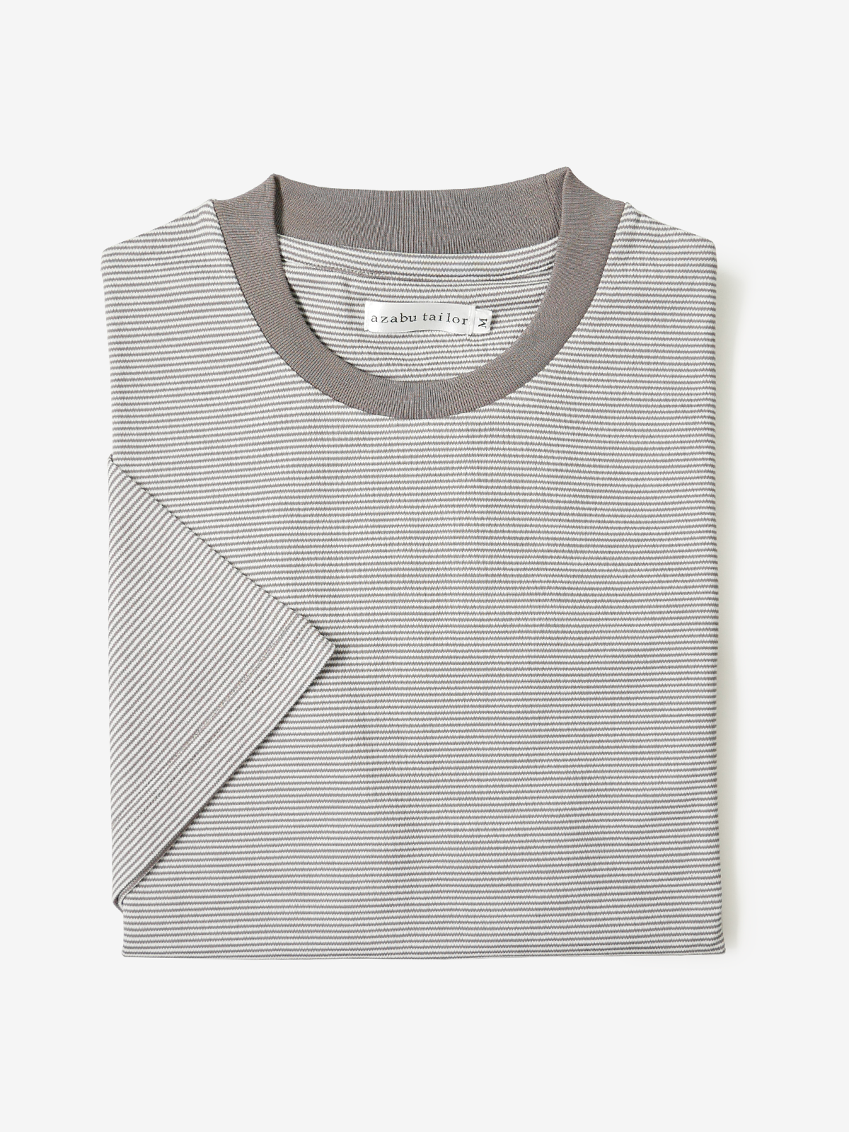 Cotton Striped T-shirt|グレイッシュブラウン