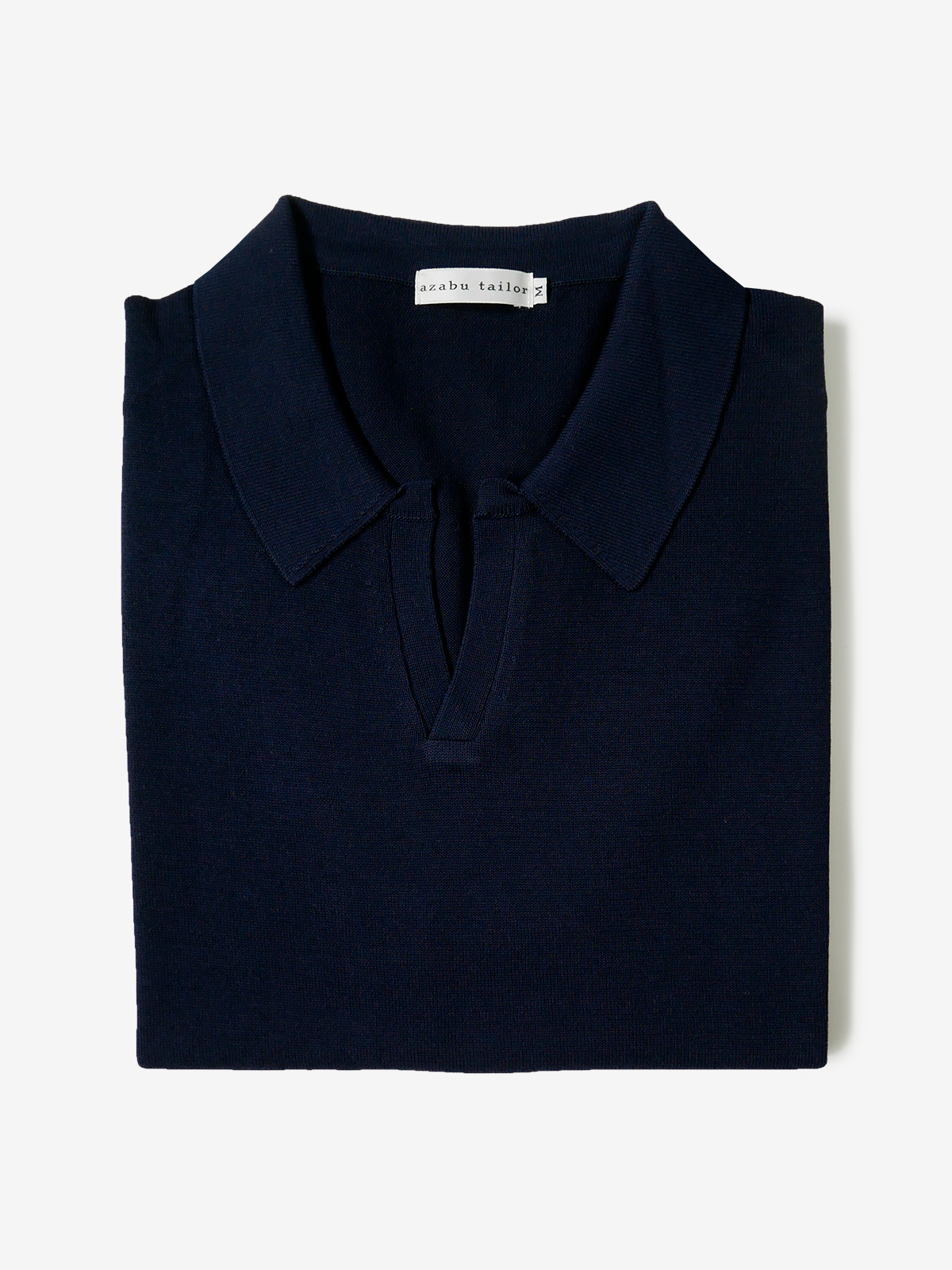 Cotton Skipper Collar Polo Shirt｜ネイビー