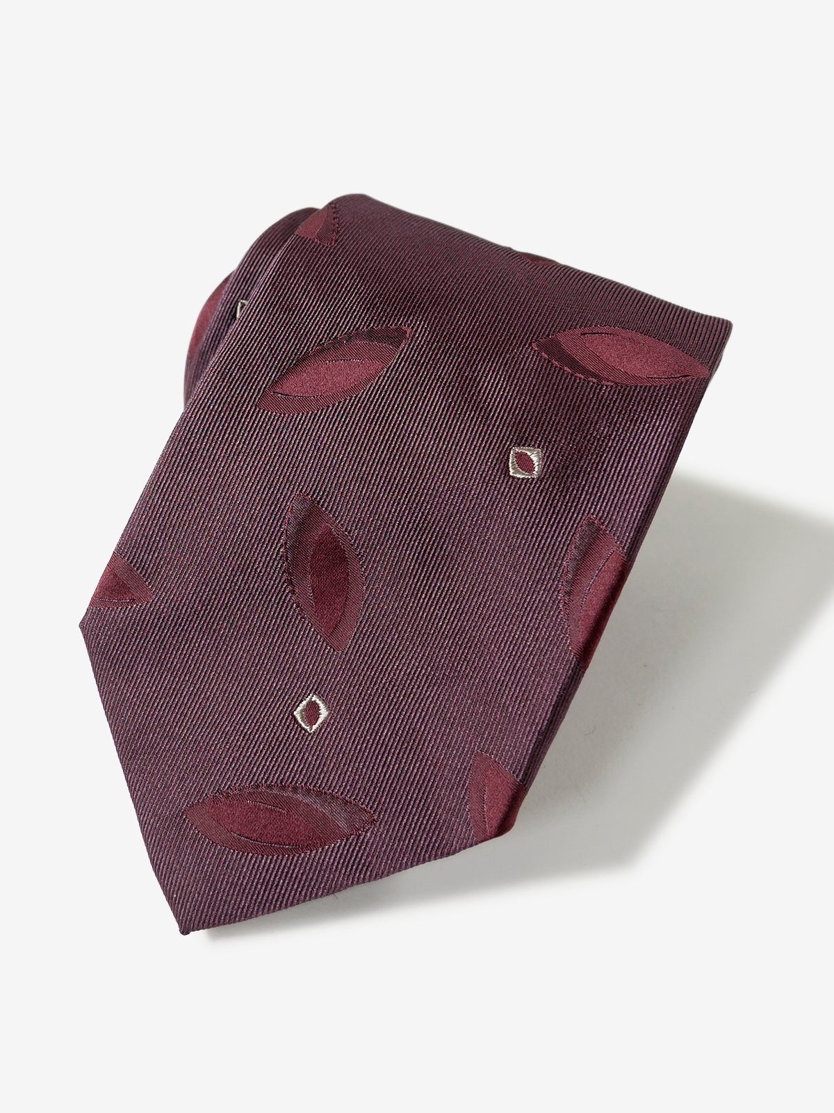 Classico Seta|Leaf Patterned Neat Tie|ボルドー