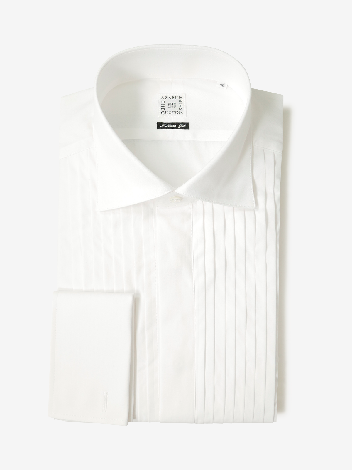Broadcloth Pleated Slim Fit Shirt|ホワイト