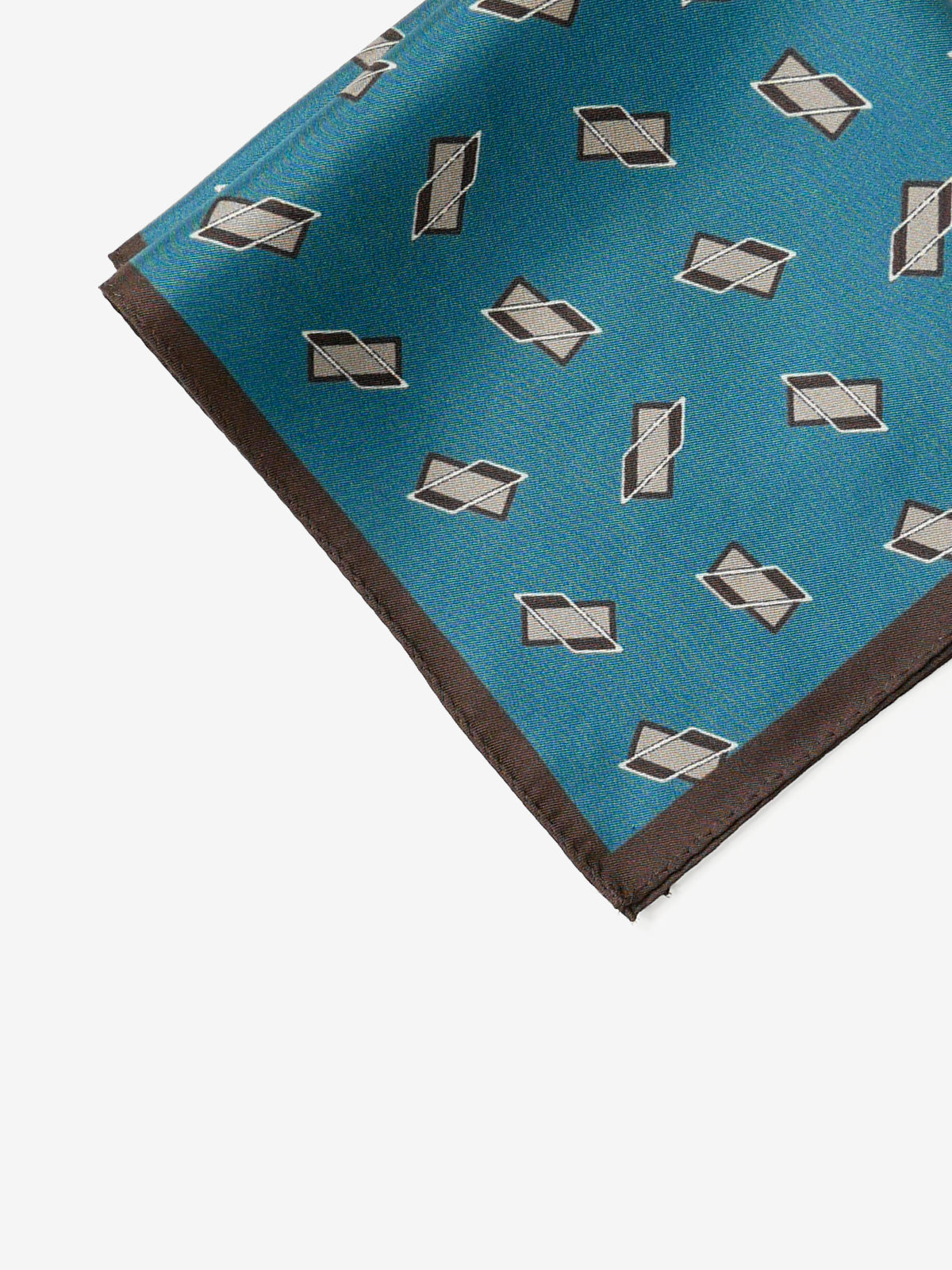 Classico Seta|Rectangle Print Silk Pocket Square|ターコイズグリーン