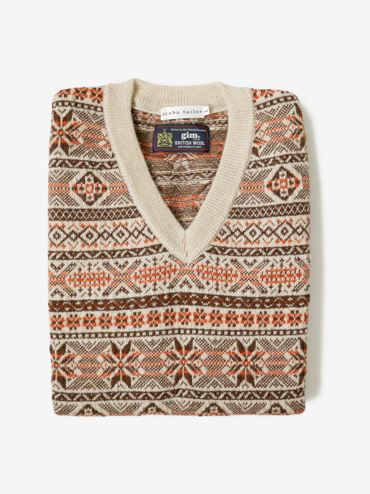 Fair Isle Wool Sweater Vest|ブラウン