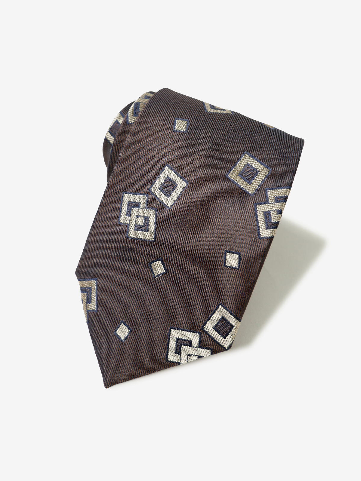 Classico Seta|Double Square Neat Tie|ブラウン