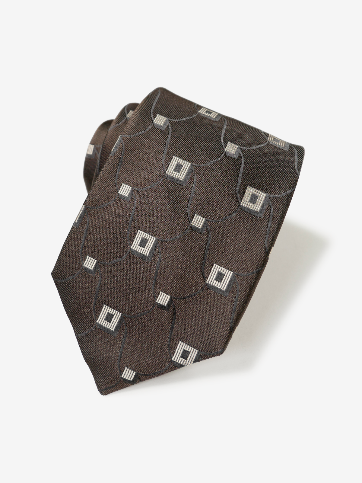 Classico Seta|Double Square Neat Tie|ブラウン