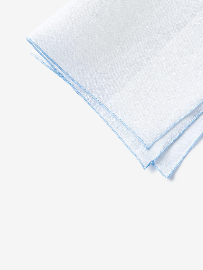 Linen Pocket Square|サックスブルー