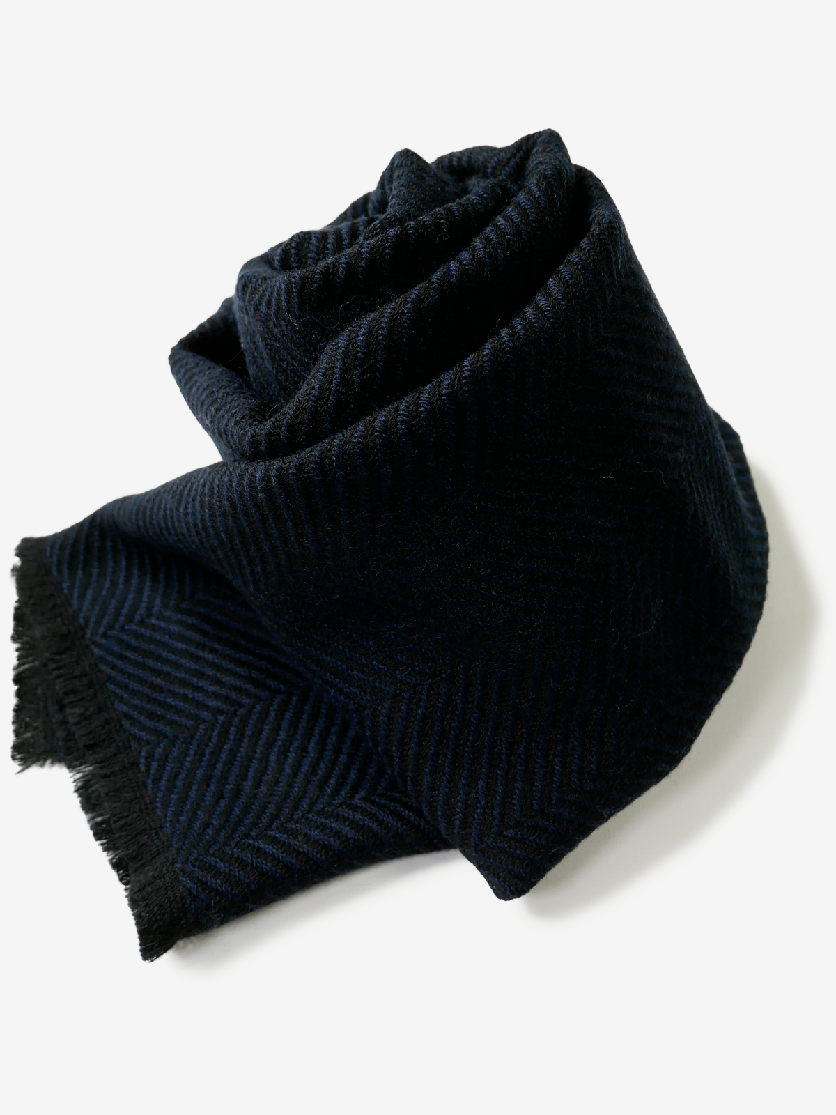 Pinto|Herringbone Wool Scarf|ネイビー