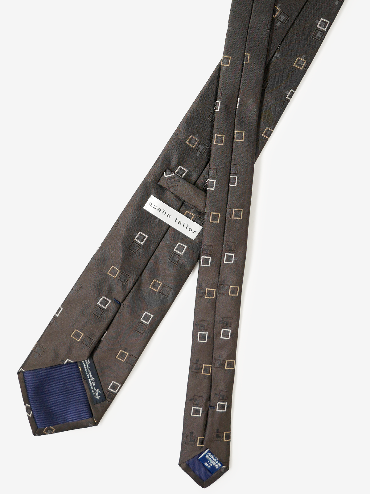 Classico Seta|Double Square Neat Tie|ブラウン