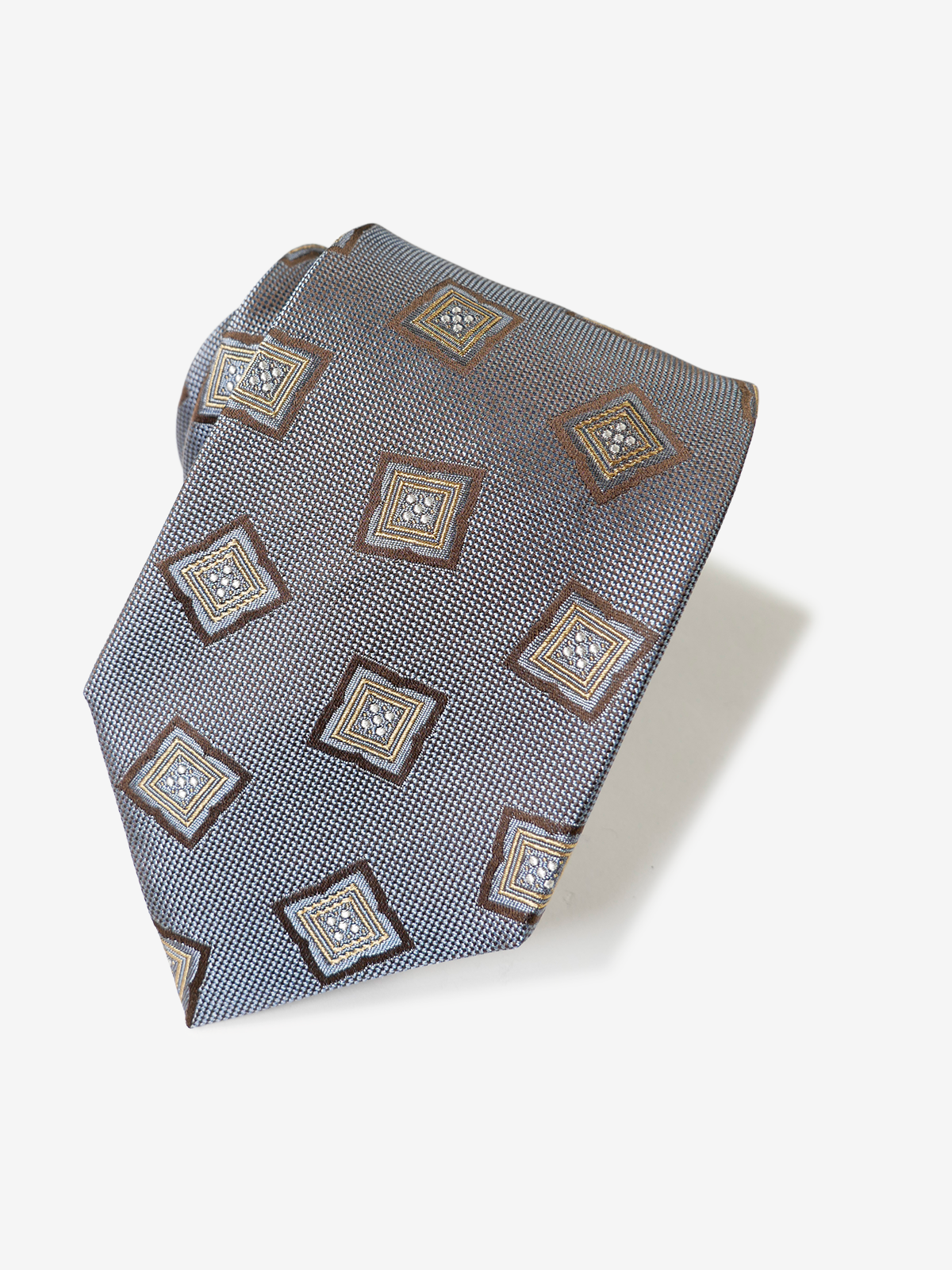 Classico Seta|Medallion Neat Tie|グレイッシュブルー