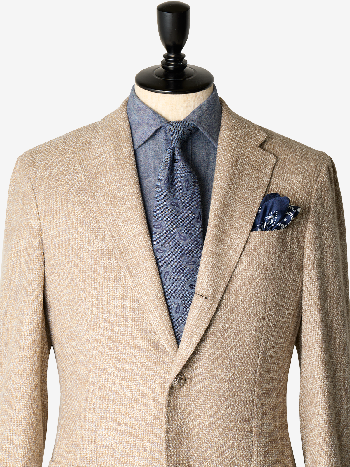 Classico Seta|Paisley Print Silk Pocket Square|ネイビー