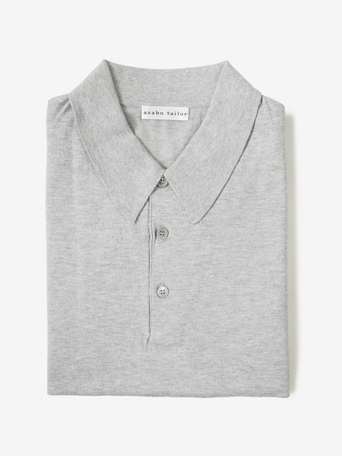 Cotton Knit Polo Shirt|グレー