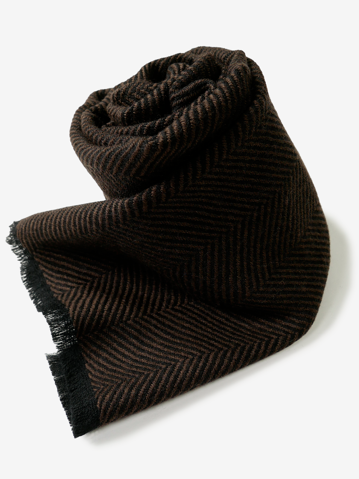 Pinto|Herringbone Wool Scarf|ブラウン