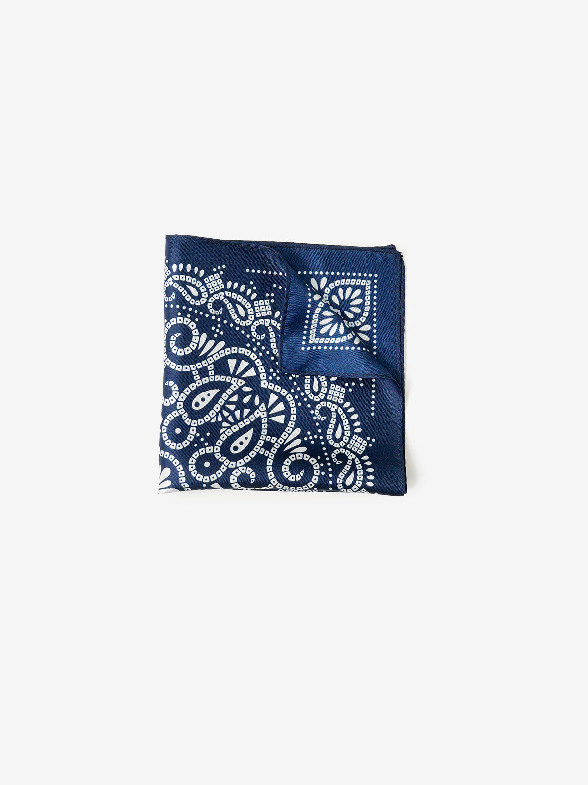 Classico Seta|Paisley Print Silk Pocket Square|ネイビー
