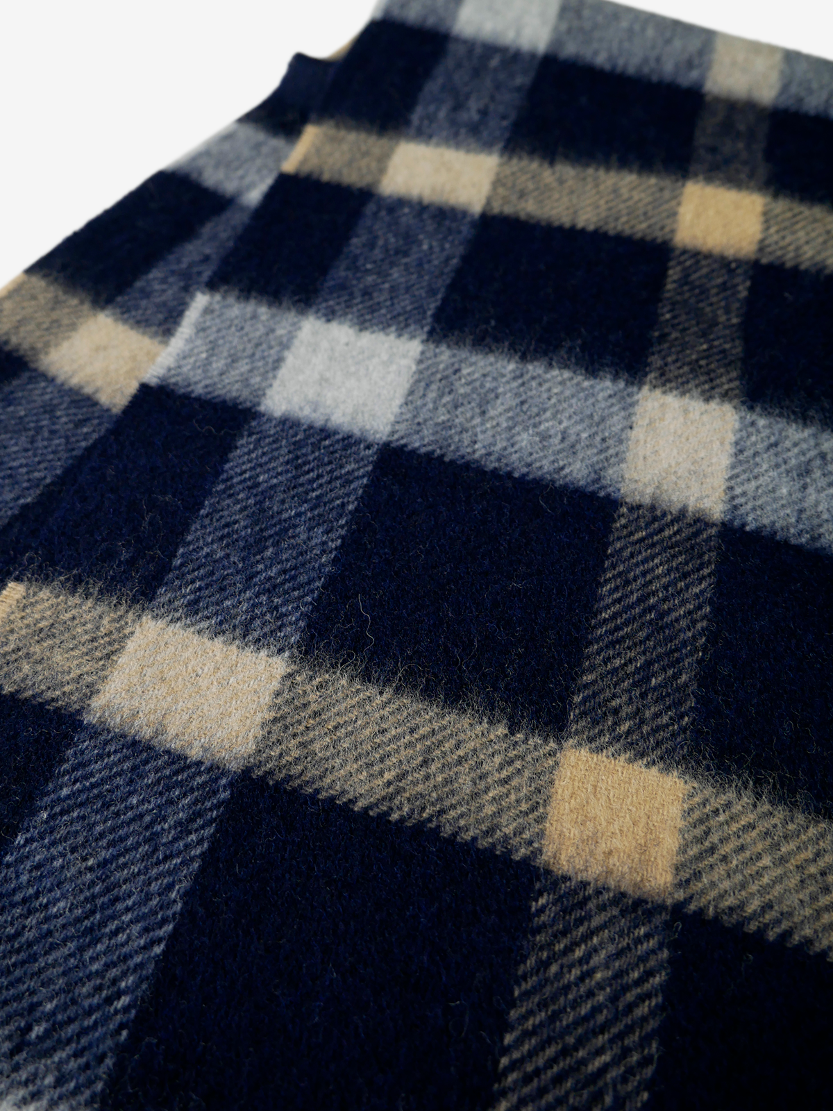 MOON|Cheked Wool Scarf|ネイビー