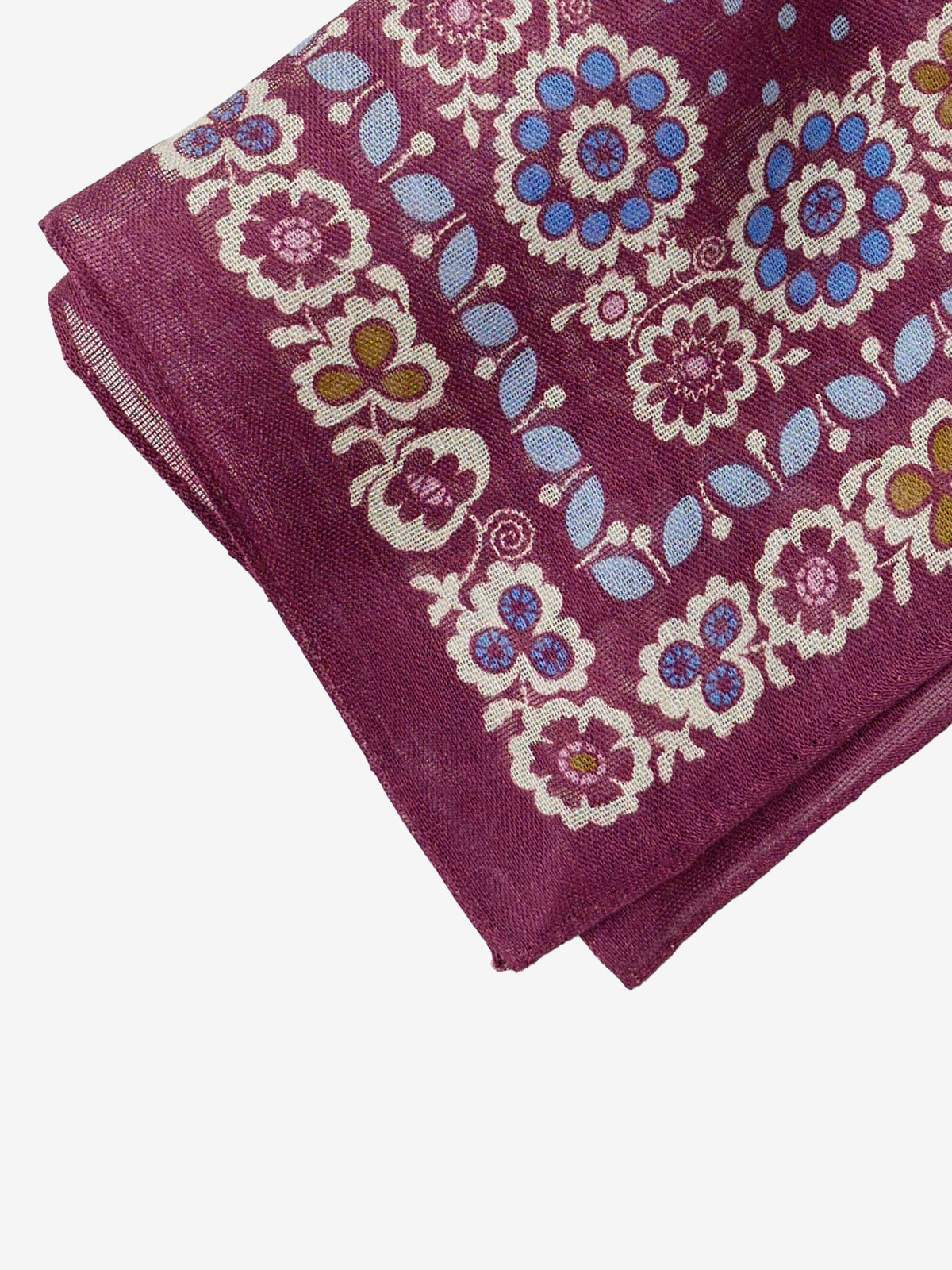 Floral Print Pocket Square|ボルドー