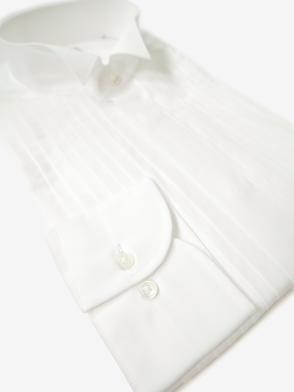 Wing Collar Pleated Shirt|ホワイト