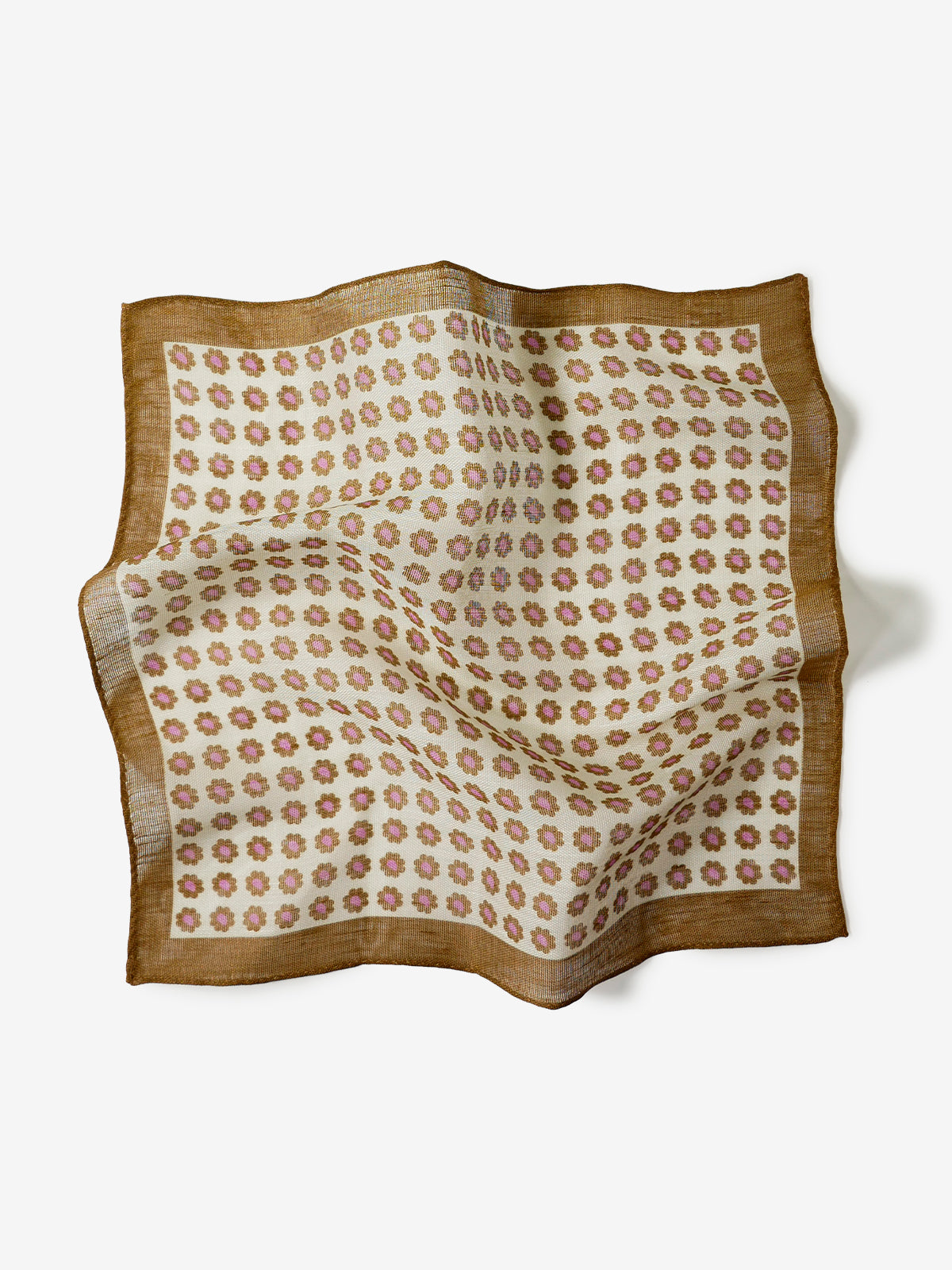 Flower Dots Pocket Square|キャメル