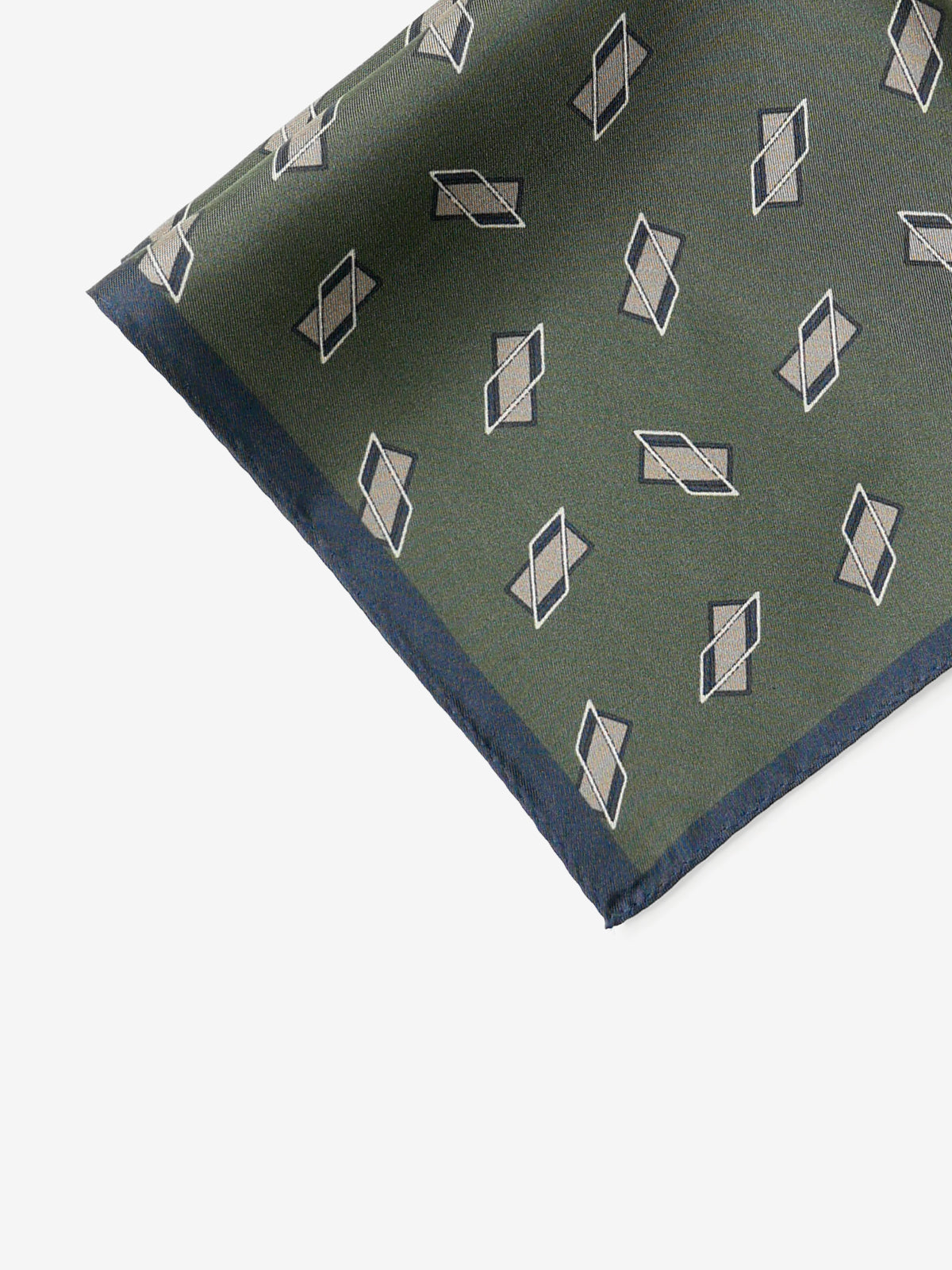 Classico Seta|Rectangle Print Silk Pocket Square|グリーン