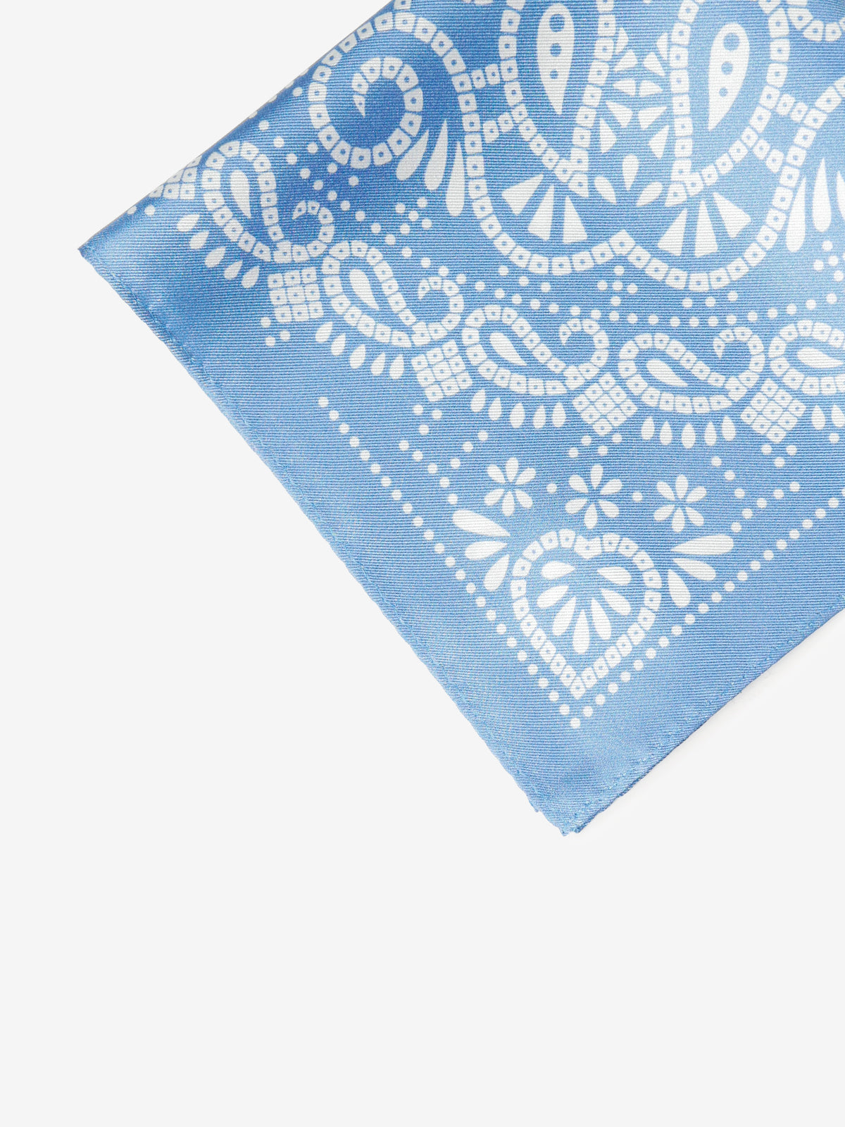 Classico Seta|Paisley Print Silk Pocket Square|サックスブルー