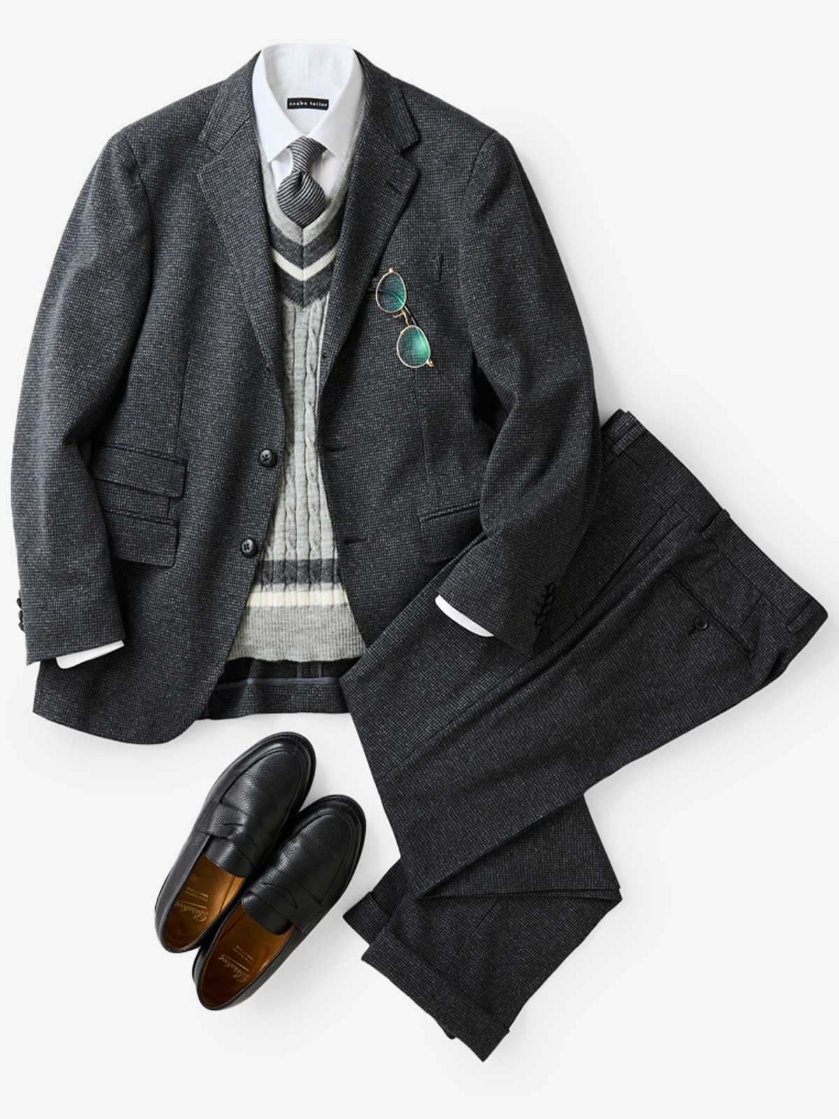 Pinto|Herringbone Wool Tie|グレー