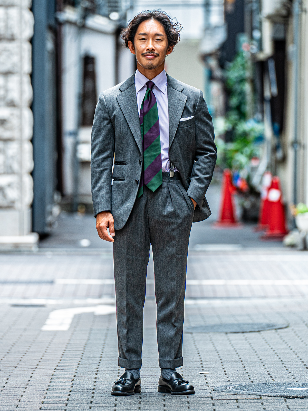 Block Stripe Tie|パープル