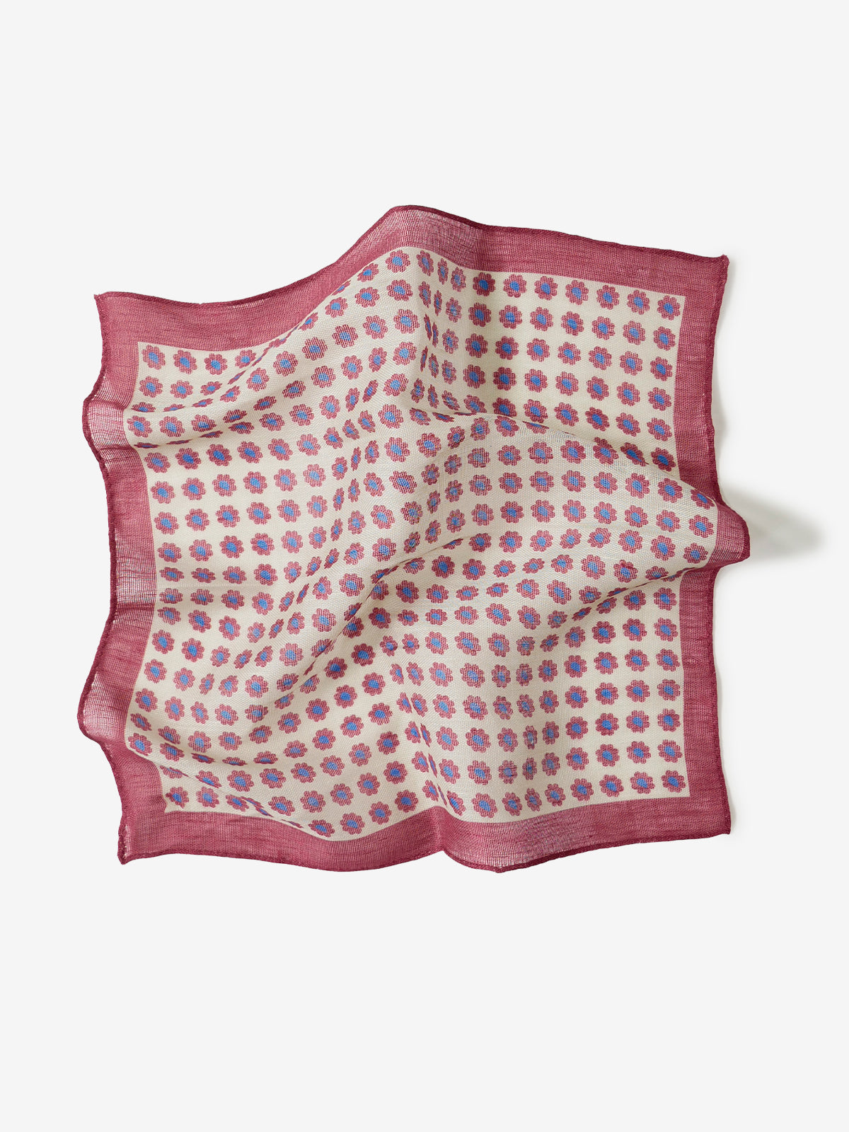 Flower Dots Pocket Square|ボルドー