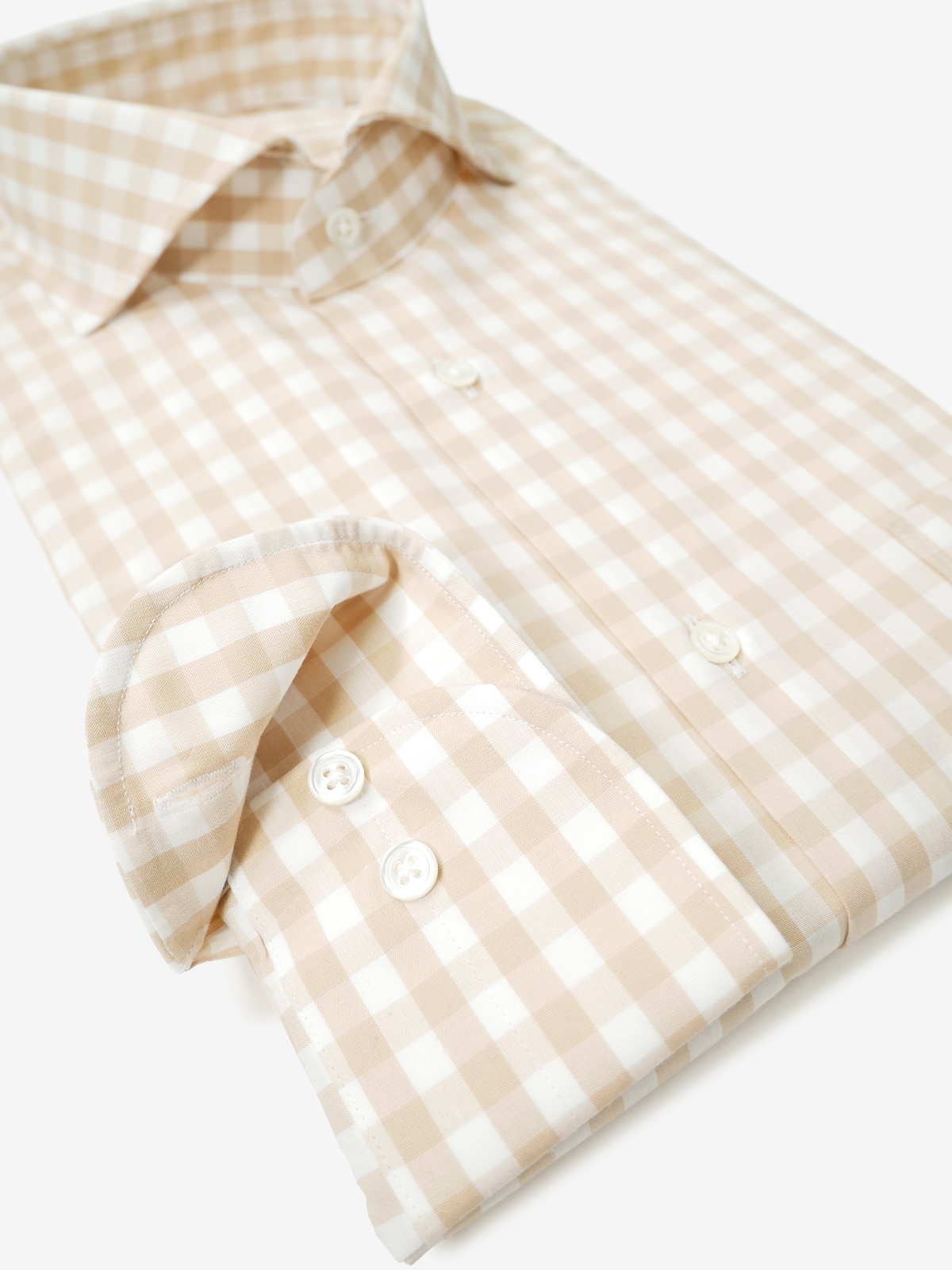 Checked Slim Fit Shirt|ベージュ