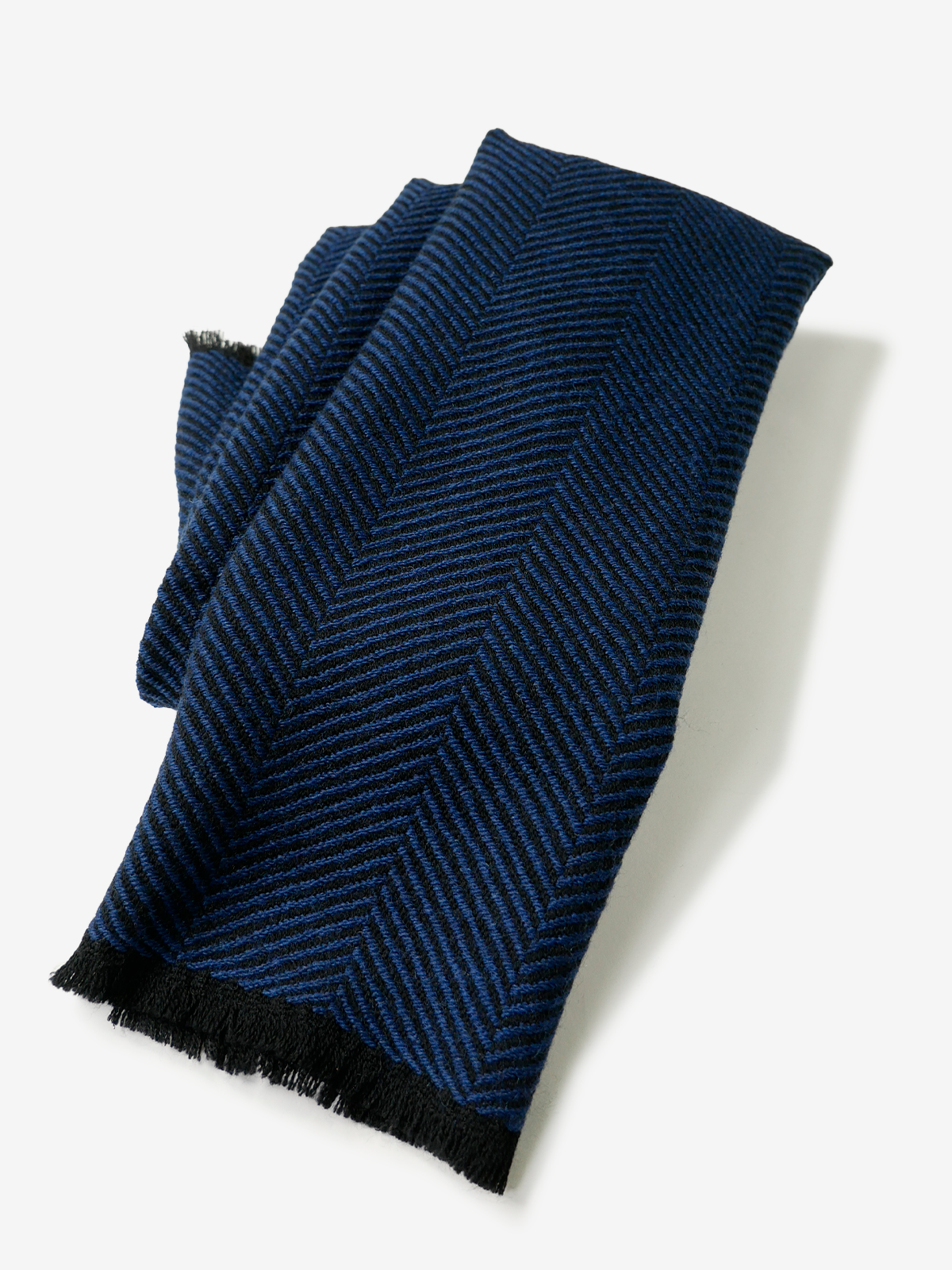 Pinto|Herringbone Wool Scarf|ブルー