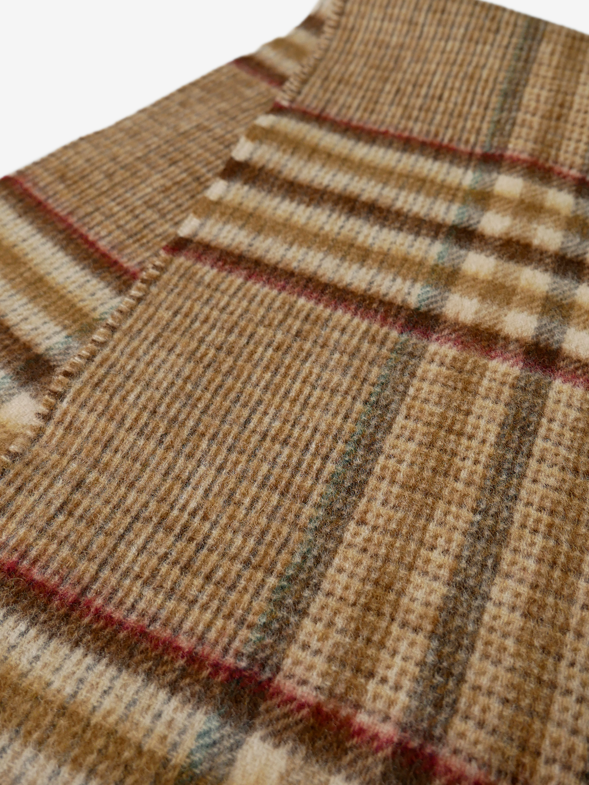 MOON|Cheked Wool Scarf|ブラウン