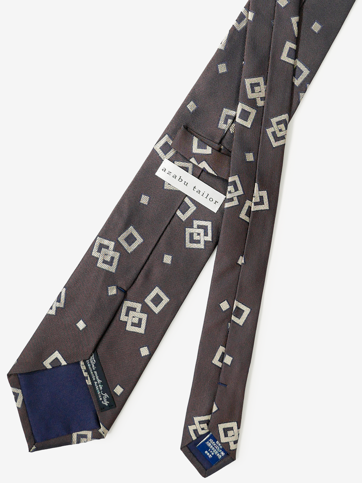 Classico Seta|Double Square Neat Tie|ブラウン