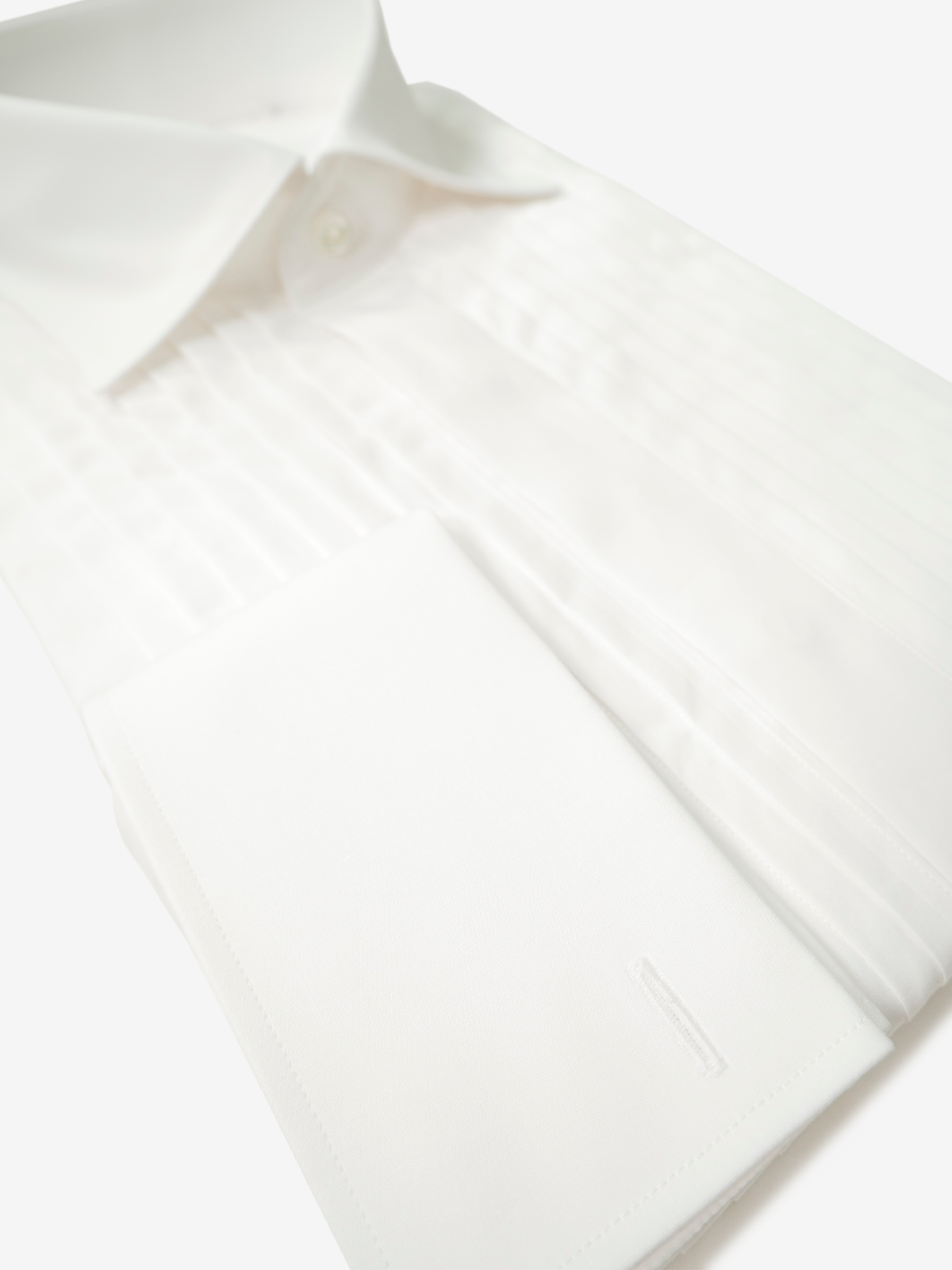 Broadcloth Pleated Slim Fit Shirt|ホワイト