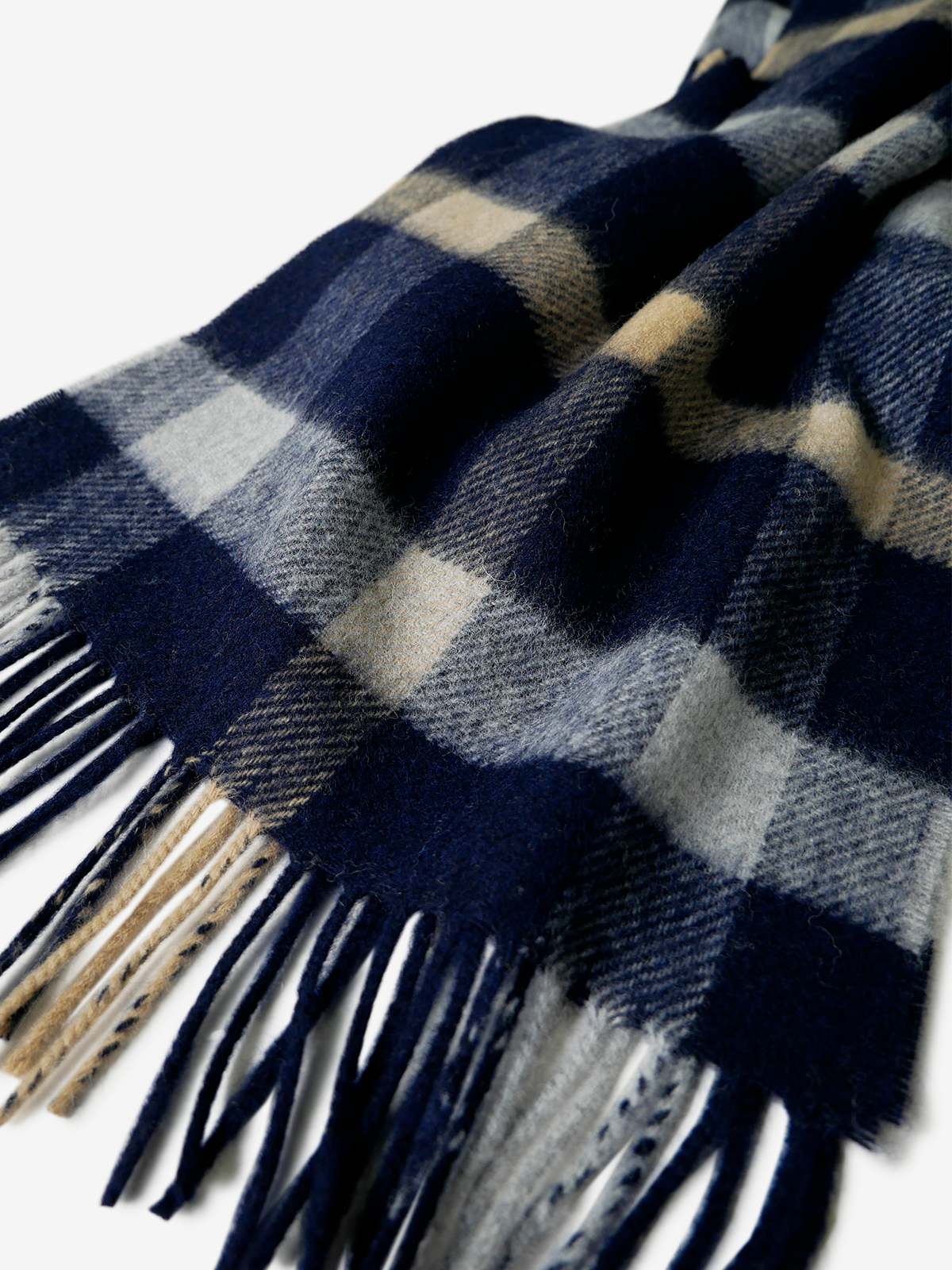 MOON|Cheked Wool Scarf|ネイビー