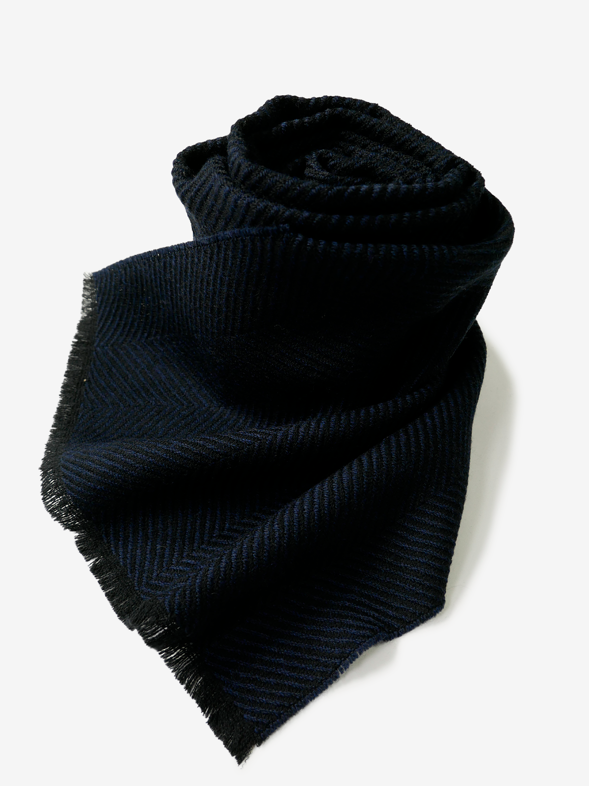 Pinto|Herringbone Wool Scarf|ネイビー