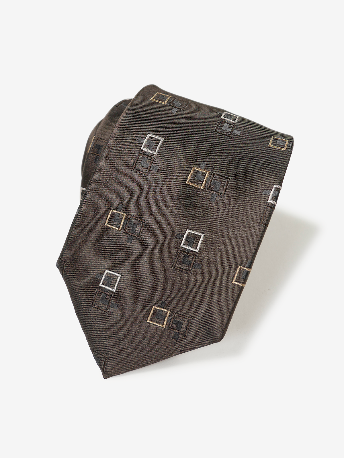 Classico Seta|Double Square Neat Tie|ブラウン