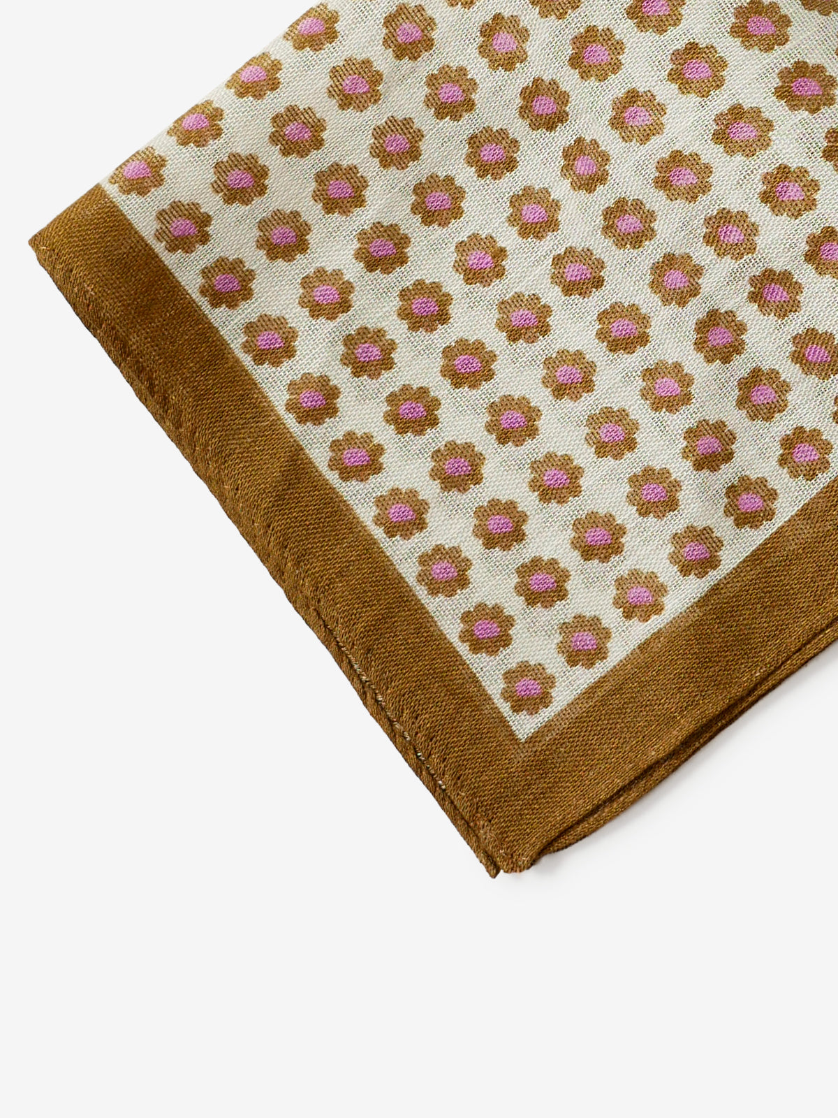 Flower Dots Pocket Square|キャメル