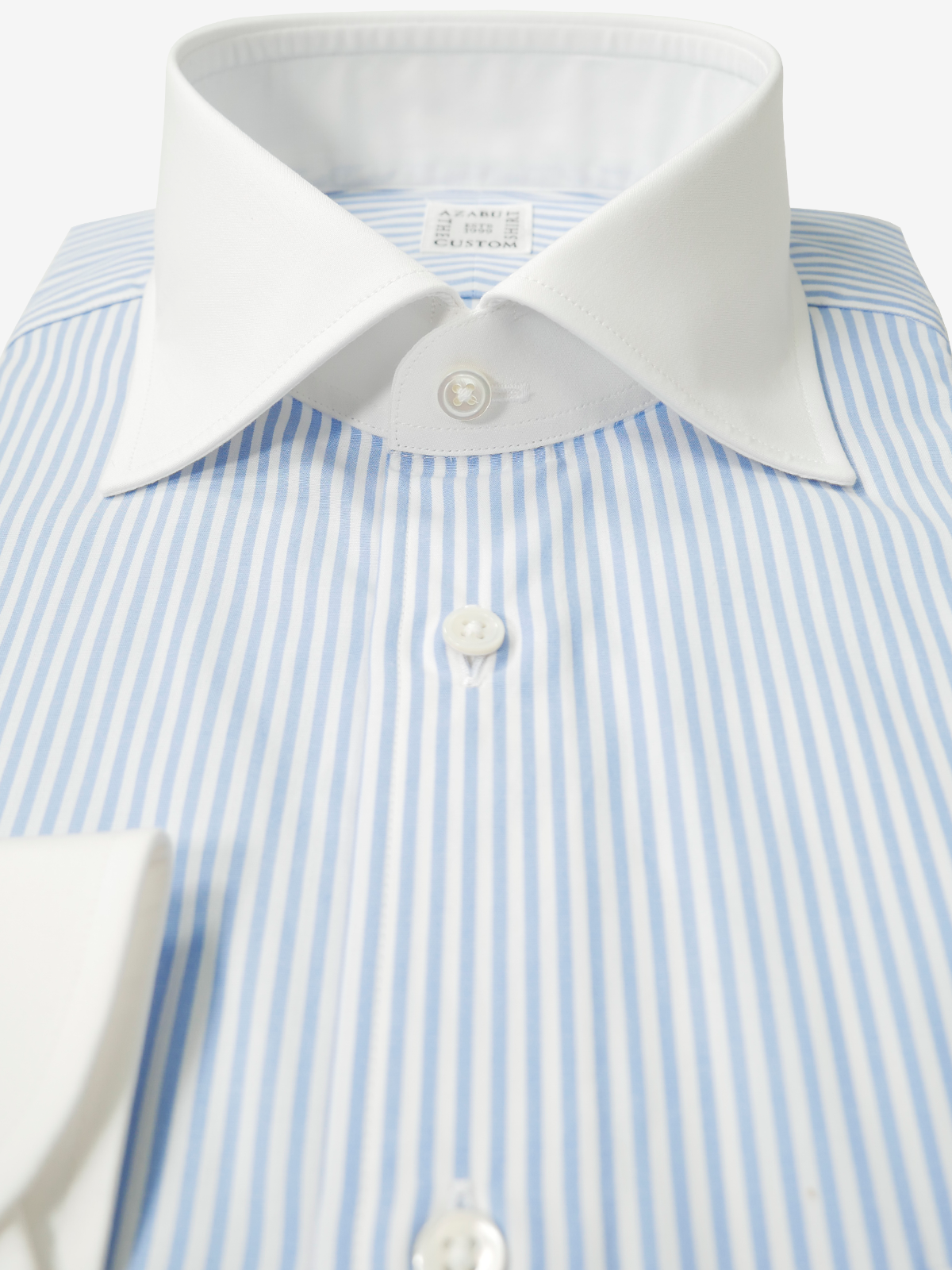 Striped Classic Fit Shirt With White Collar |サックス