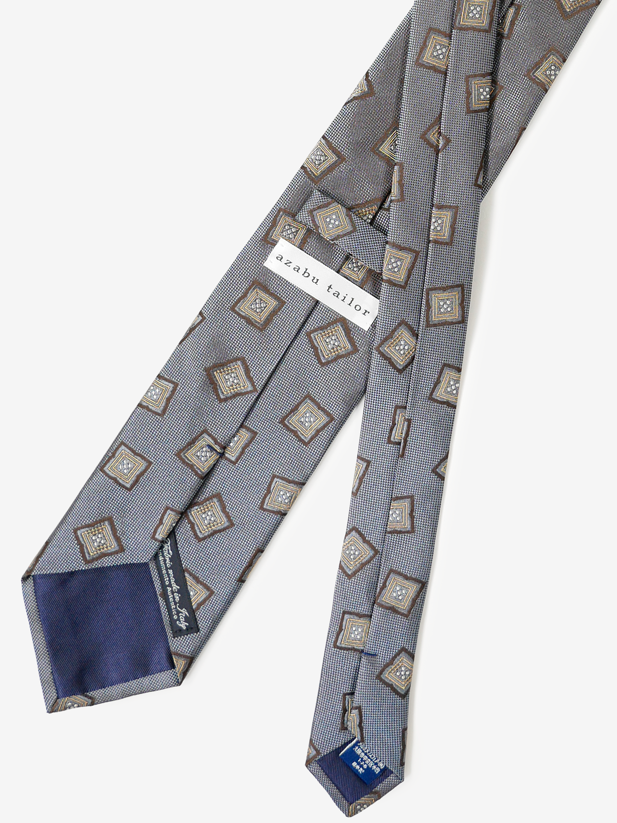 Classico Seta|Medallion Neat Tie|グレイッシュブルー