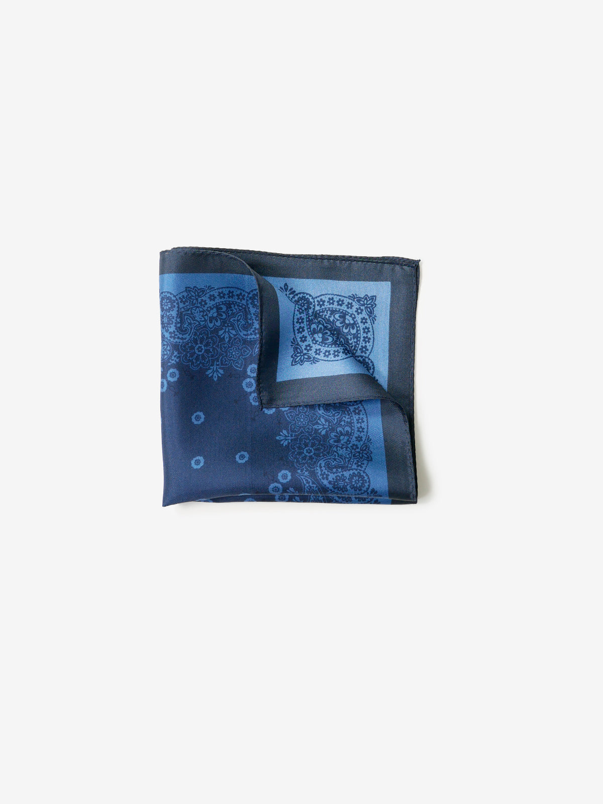 Classico Seta|Paisley Print Silk Pocket Square|ブルー